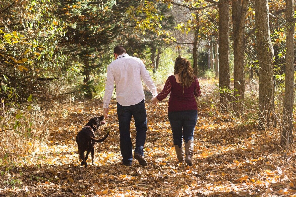 walking in the fall leavees